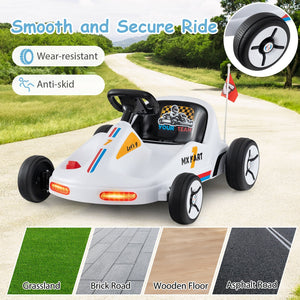 12V Electric Go Kart for Kids Race Toy with Remote Control and Music-White view 9