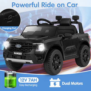12V Electric Kids Ride on Car Licensed Ford Ranger with Remote Control and Music-Black view 5