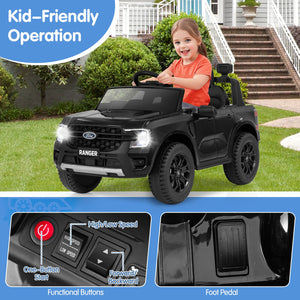 12V Electric Kids Ride on Car Licensed Ford Ranger with Remote Control and Music-Black view 7
