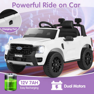 12V Electric Kids Ride on Car Licensed Ford Ranger with Remote Control and Music-White view 5