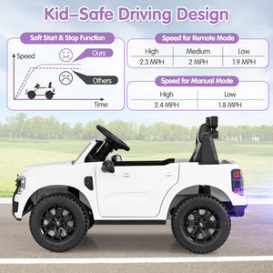 12V Electric Kids Ride on Car Licensed Ford Ranger with Remote Control and Music-White view 6