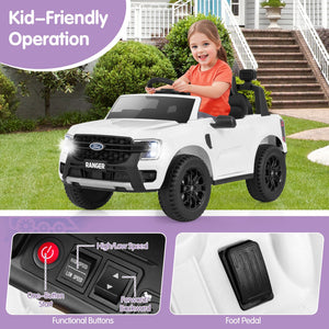 12V Electric Kids Ride on Car Licensed Ford Ranger with Remote Control and Music-White view 7