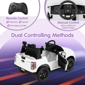 12V Electric Kids Ride on Car Licensed Ford Ranger with Remote Control and Music-White view 9
