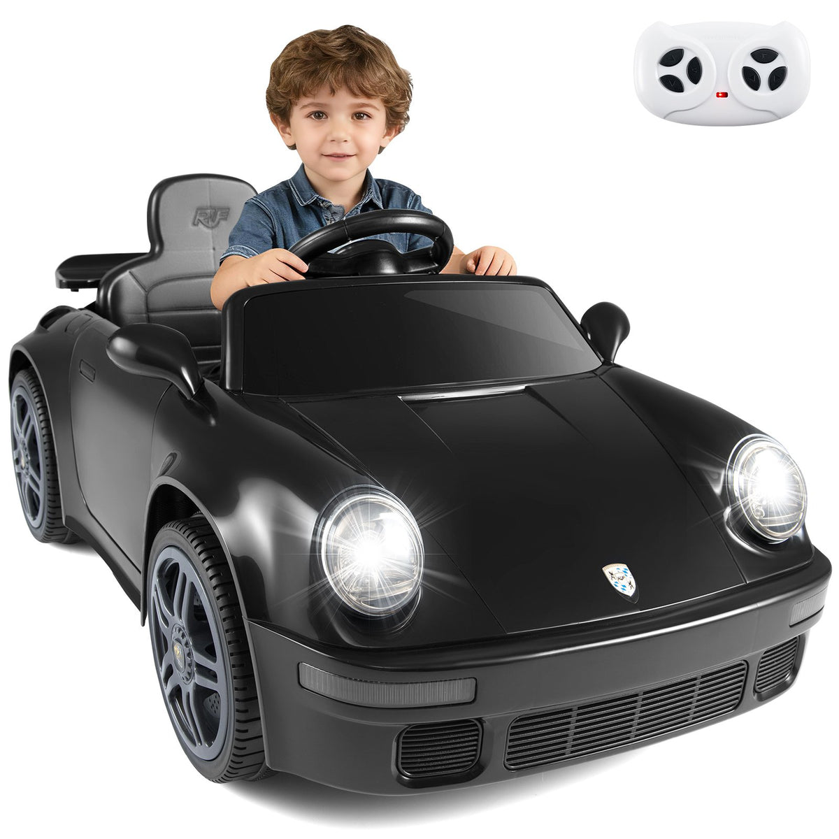 12V Electric Ride On Car Licensed RUF CTR with Remote Control and Music-Black view 3