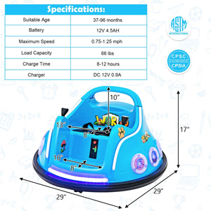 12V Electric Ride On Car with Remote Control and Flashing LED Lights-Navy view 4
