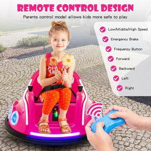 12V Electric Ride On Car with Remote Control and Flashing LED Lights-Pink view 7
