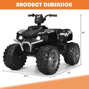 12V Kids Ride on ATV with LED Lights and Treaded Tires and LED lights-Black view 4