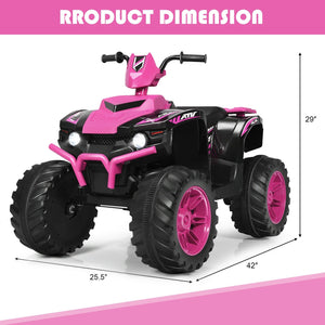 12V Kids Ride on ATV with LED Lights and Treaded Tires and LED lights-Pink view 4