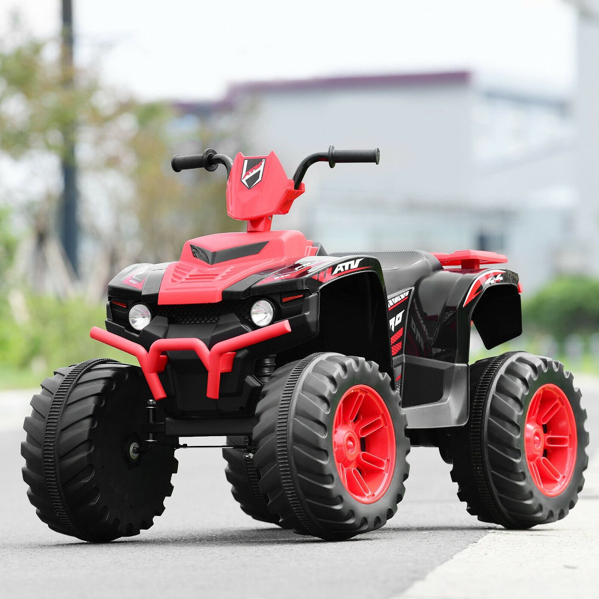 12V Kids Ride on ATV with LED Lights and Treaded Tires and LED lights-Red view 3