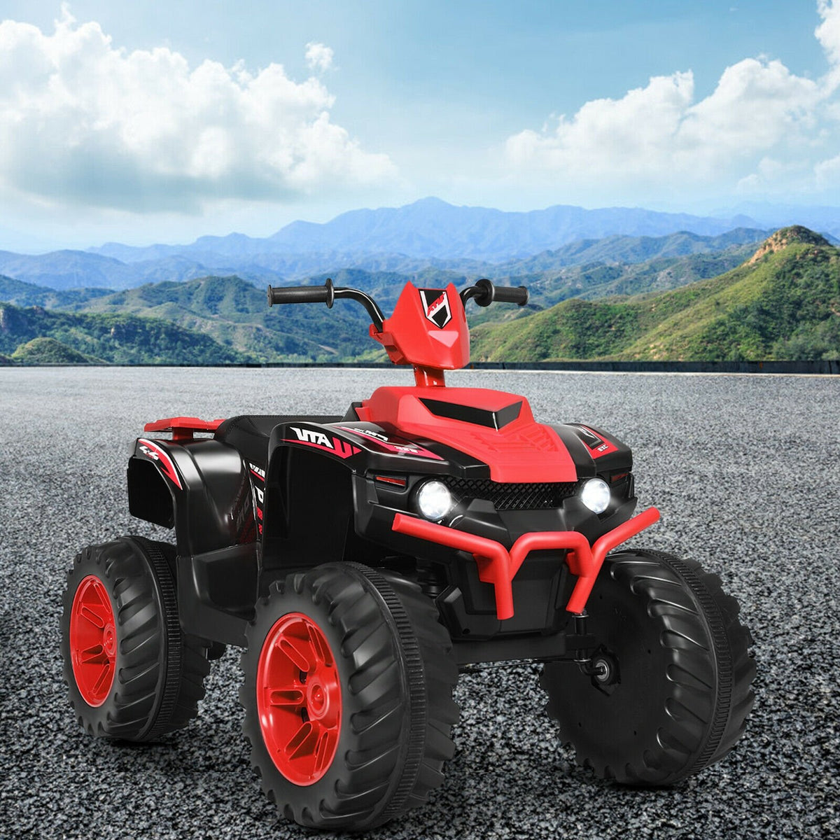 12V Kids Ride on ATV with LED Lights and Treaded Tires and LED lights-Red view 5