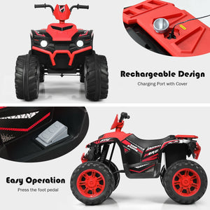12V Kids Ride on ATV with LED Lights and Treaded Tires and LED lights-Red view 9