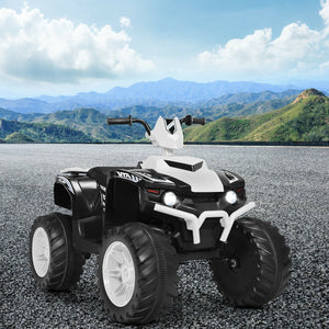 12V Kids Ride on ATV with LED Lights and Treaded Tires and LED lights-White view 5