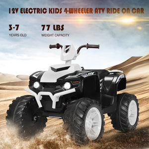 12V Kids Ride on ATV with LED Lights and Treaded Tires and LED lights-White view 9