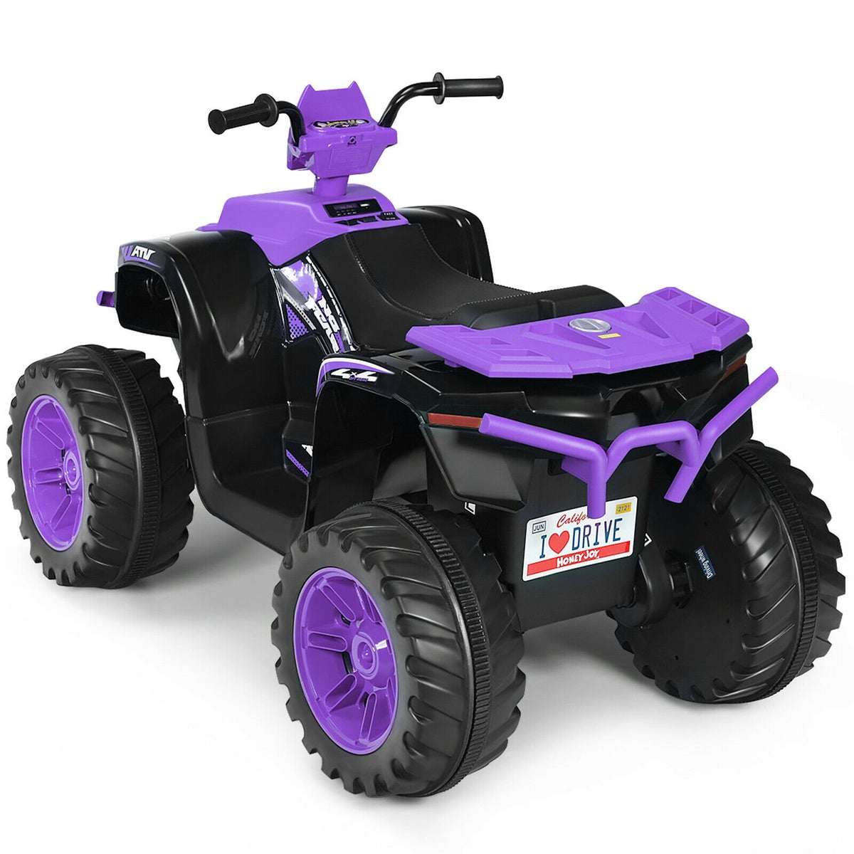 12V Kids Ride on ATV with LED Lights and Treaded Tires and LED lights-Purple view 3