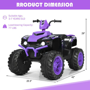 12V Kids Ride on ATV with LED Lights and Treaded Tires and LED lights-Purple view 4