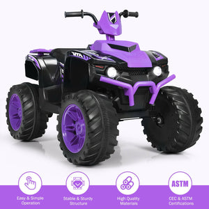 12V Kids Ride on ATV with LED Lights and Treaded Tires and LED lights-Purple view 6