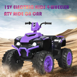 12V Kids Ride on ATV with LED Lights and Treaded Tires and LED lights-Purple view 9