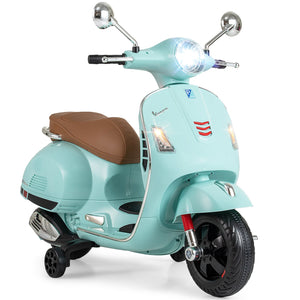 12V Kids Electric Motorcycle Licensed VESPA with Music and Training Wheels-Green view 7