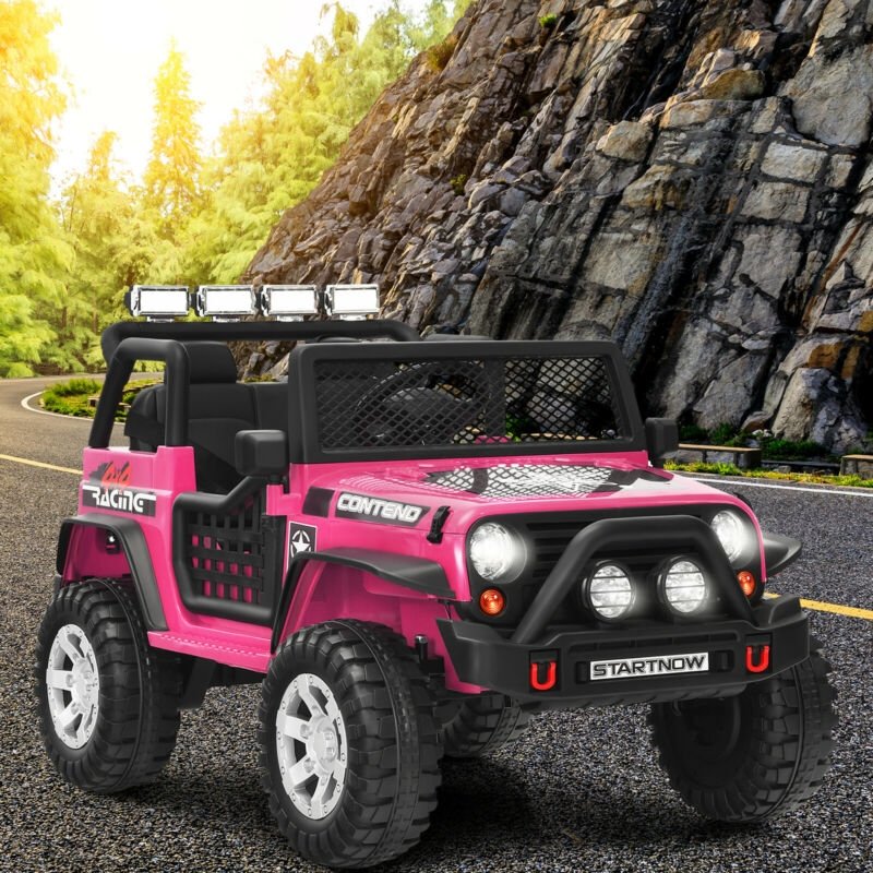 12V Kids Electric Ride On Truck with Remote Control and Operation Lever-Pink view 2