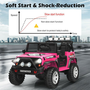 12V Kids Electric Ride On Truck with Remote Control and Operation Lever-Pink view 5