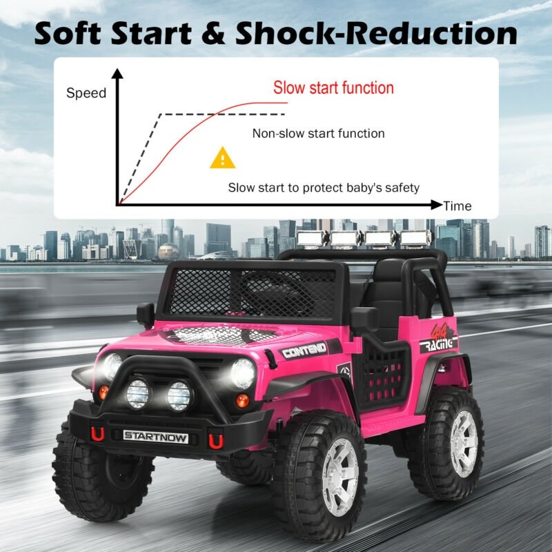 12V Kids Electric Ride On Truck with Remote Control and Operation Lever-Pink view 5