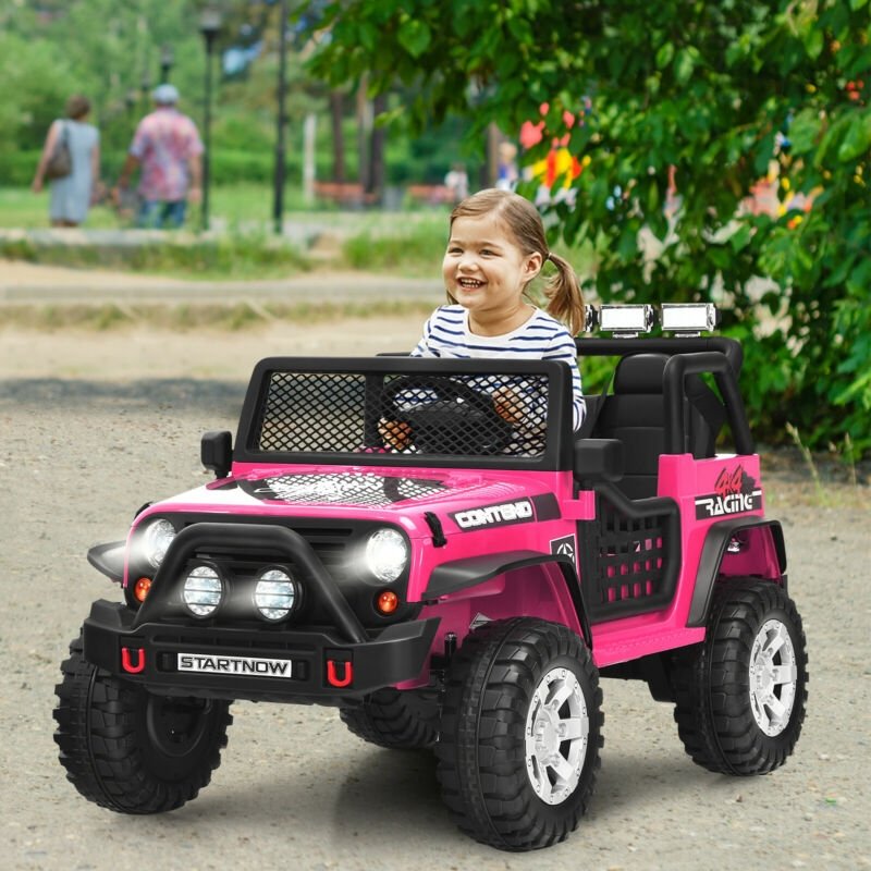 12V Kids Electric Ride On Truck with Remote Control and Operation Lever-Pink view 6