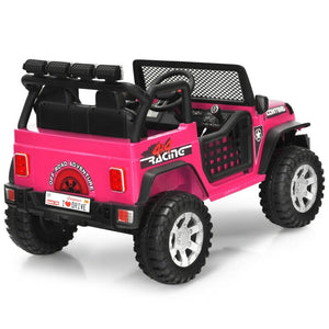 12V Kids Electric Ride On Truck with Remote Control and Operation Lever-Pink view 8