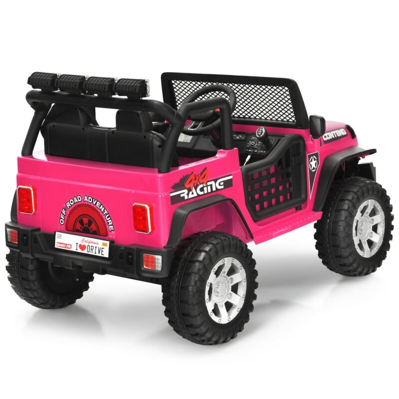 12V Kids Electric Ride On Truck with Remote Control and Operation Lever-Pink view 8