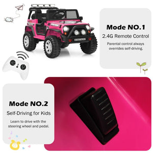 12V Kids Electric Ride On Truck with Remote Control and Operation Lever-Pink view 9