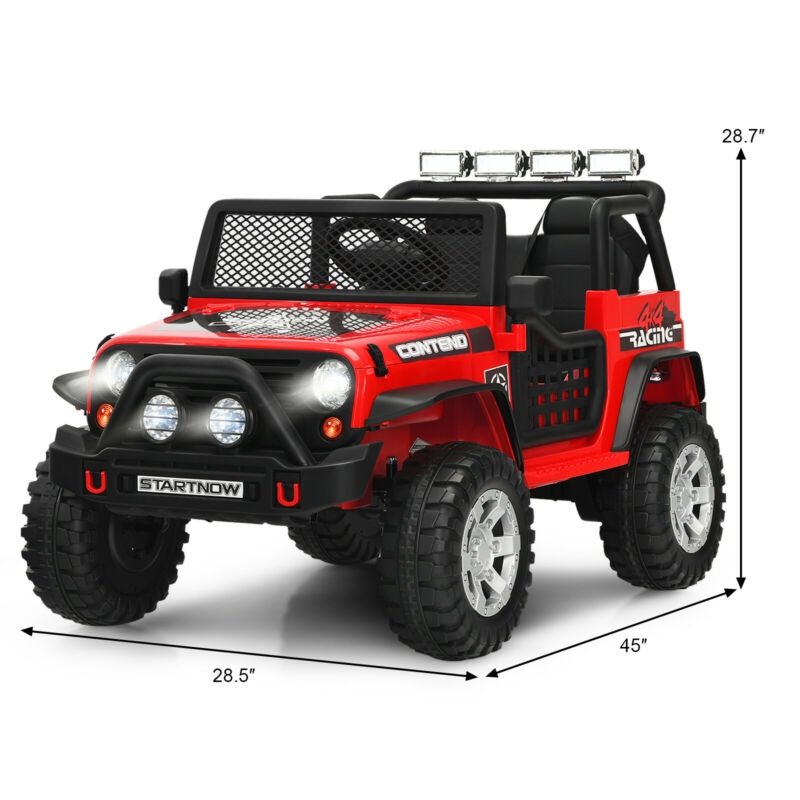 12V Kids Electric Ride On Truck with Remote Control and Operation Lever-Red view 5
