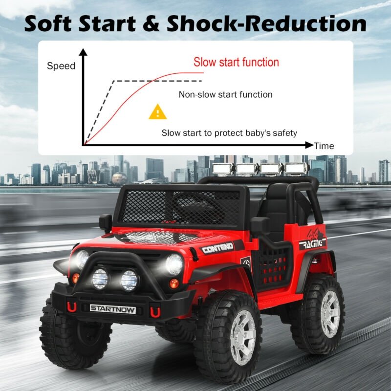 12V Kids Electric Ride On Truck with Remote Control and Operation Lever-Red view 8