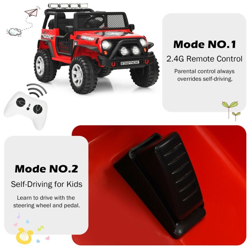 12V Kids Electric Ride On Truck with Remote Control and Operation Lever-Red view 9
