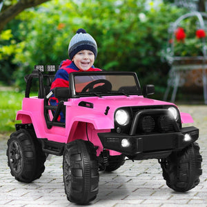 12V Kids Remote Control Riding Truck Car with LED Lights-Pink view 2