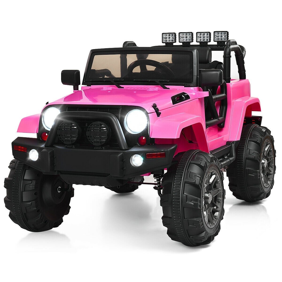 12V Kids Remote Control Riding Truck Car with LED Lights-Pink view 4