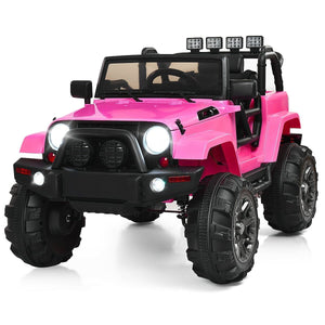12V Kids Remote Control Riding Truck Car with LED Lights-Pink view 4