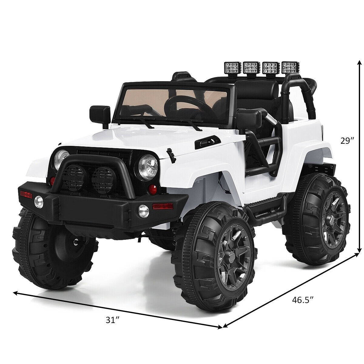 12V Kids Remote Control Riding Truck Car with LED Lights-White view 4