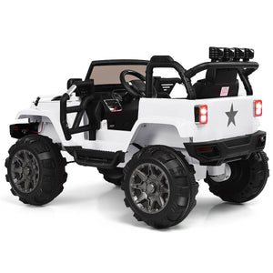 12V Kids Remote Control Riding Truck Car with LED Lights-White view 6