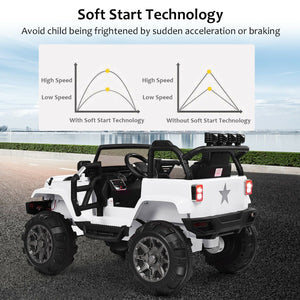 12V Kids Remote Control Riding Truck Car with LED Lights-White view 7