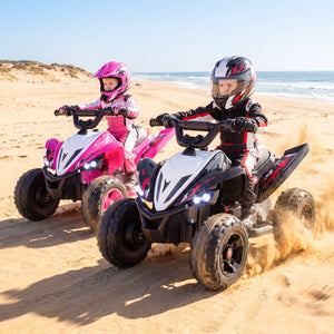 12V Kids Ride On ATV 4-Wheeler Quad with LED Lights and 7 mph Max Speed-Black view 3