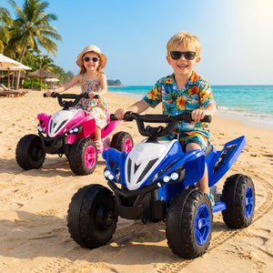 12V Kids Ride On ATV 4-Wheeler Quad with LED Lights and 7 mph Max Speed-Navy view 2