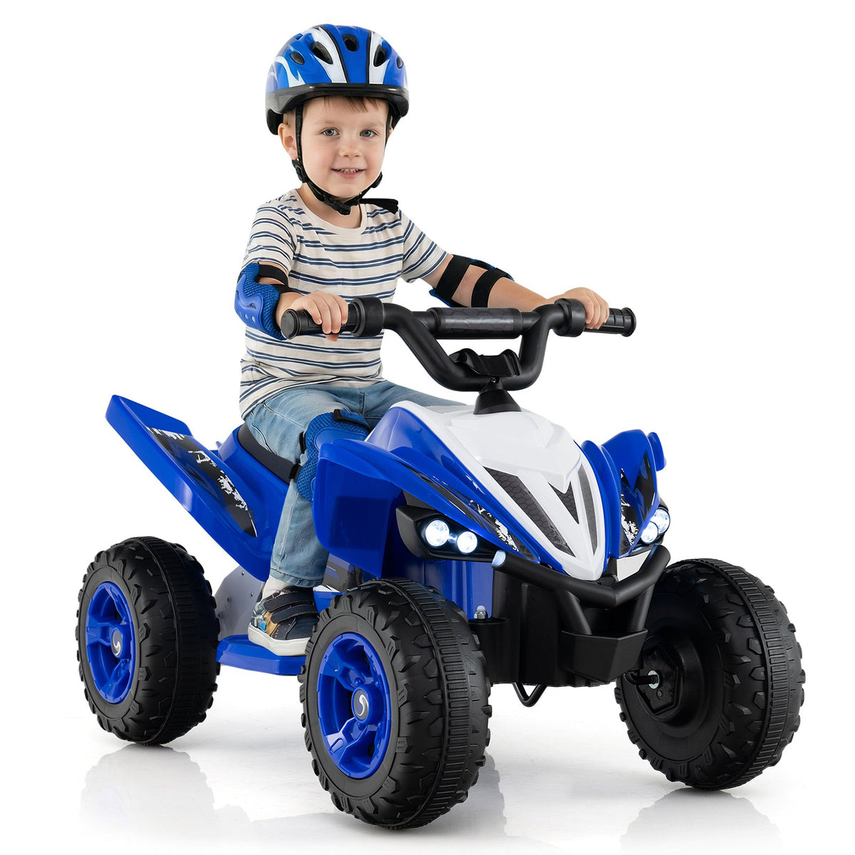 12V Kids Ride On ATV 4-Wheeler Quad with LED Lights and 7 mph Max Speed-Navy view 4
