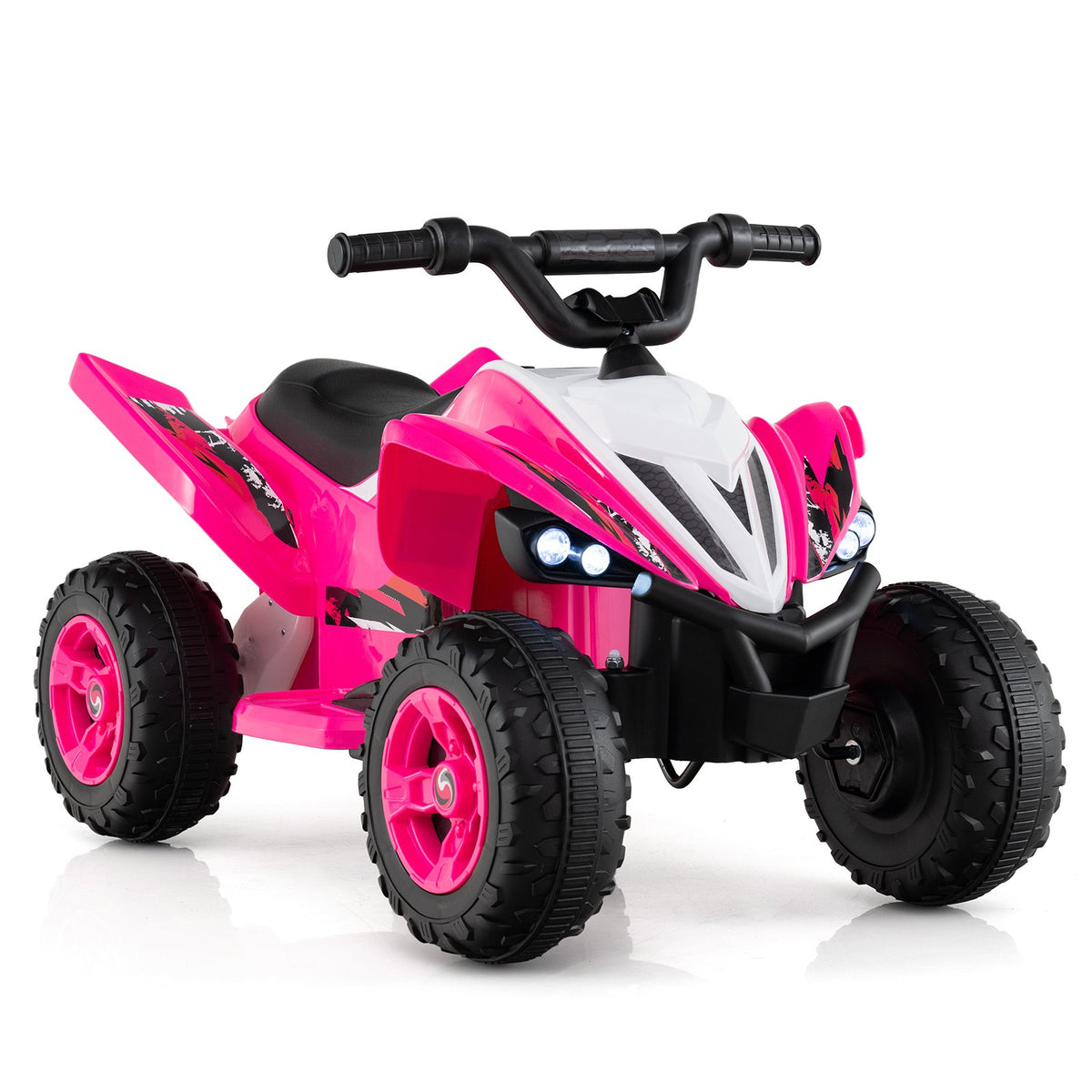 12V Kids Ride On ATV 4-Wheeler Quad with LED Lights and 7 mph Max Speed-Pink