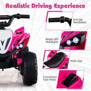 12V Kids Ride On ATV 4-Wheeler Quad with LED Lights and 7 mph Max Speed-Pink view 7