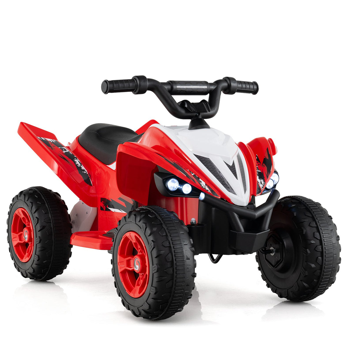 12V Kids Ride On ATV 4-Wheeler Quad with LED Lights and 7 mph Max Speed-Red