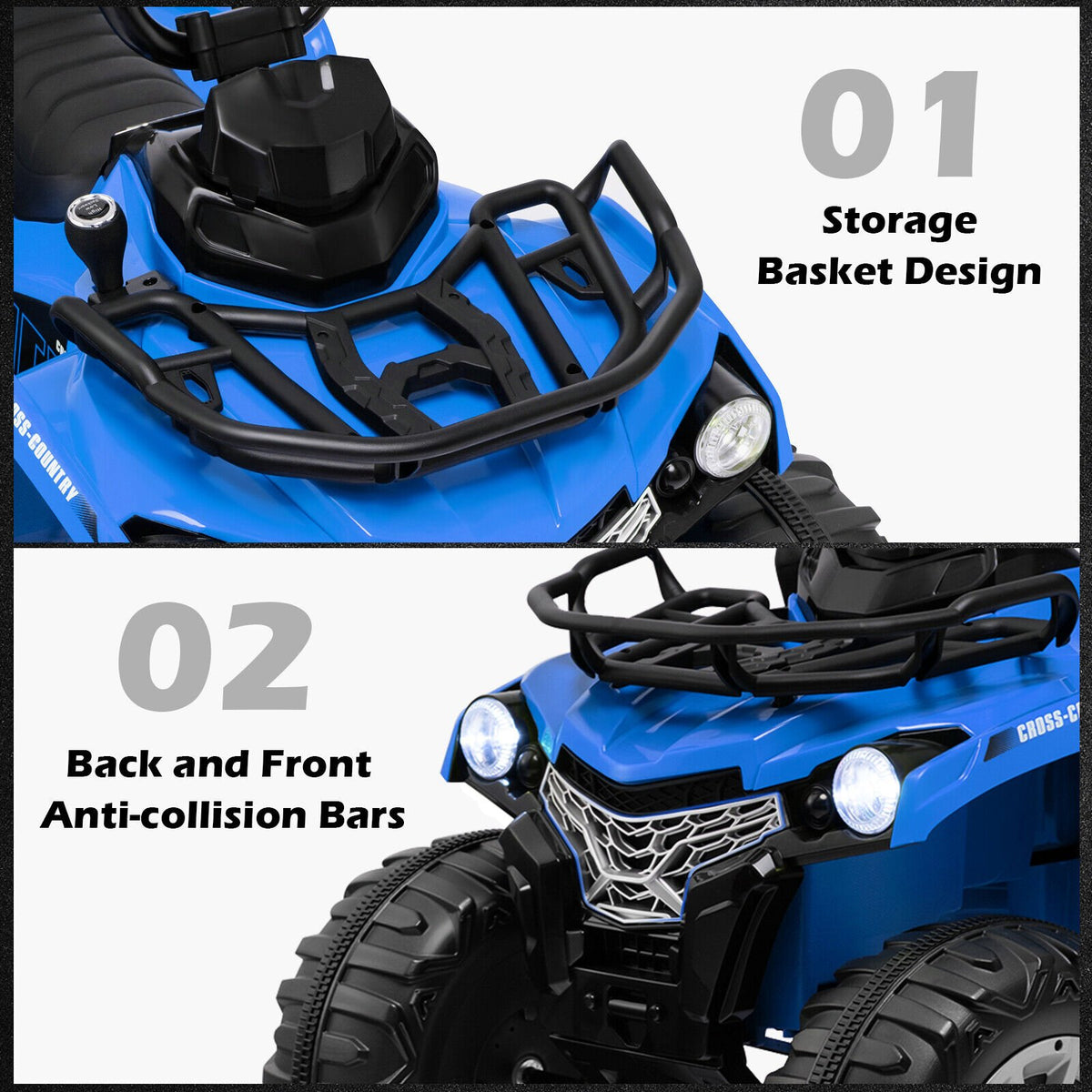 12V Kids Ride On ATV 4 Wheeler with MP3 and Headlights-Blue view 8