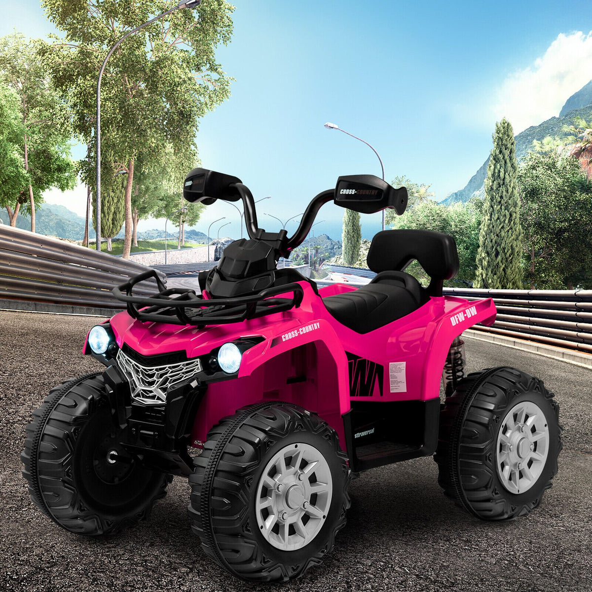 12V Kids Ride On ATV 4 Wheeler with MP3 and Headlights-Pink view 2
