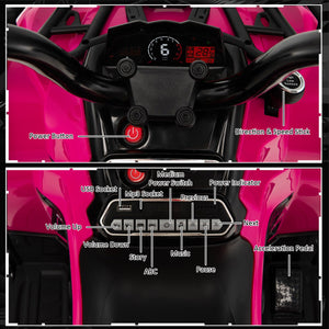 12V Kids Ride On ATV 4 Wheeler with MP3 and Headlights-Pink view 9