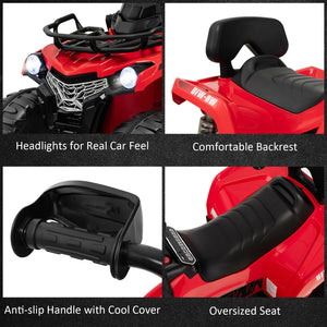 12V Kids Ride On ATV 4 Wheeler with MP3 and Headlights-Red view 9