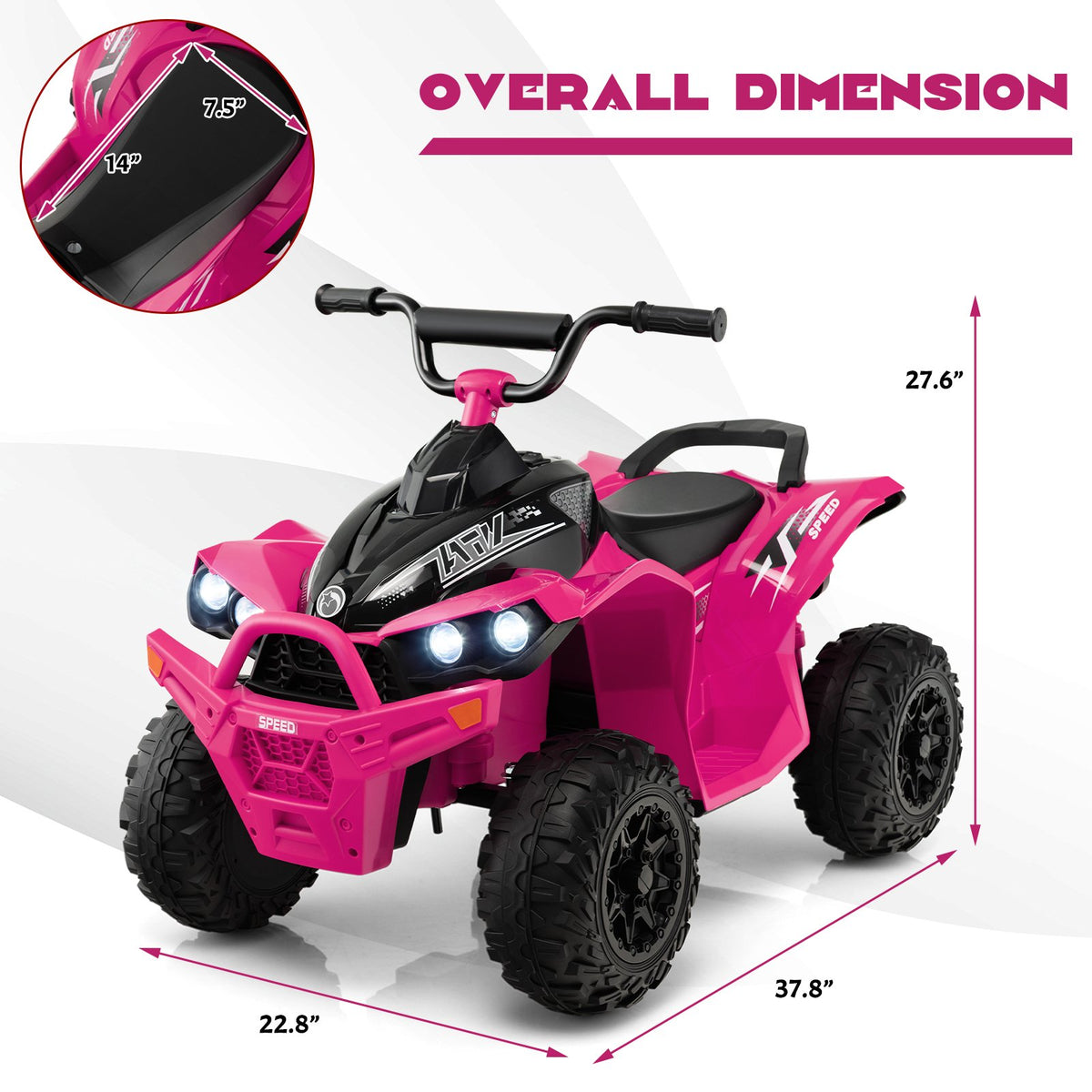 12V Kids Ride On ATV with High/Low Speed and Comfortable Seat view 5