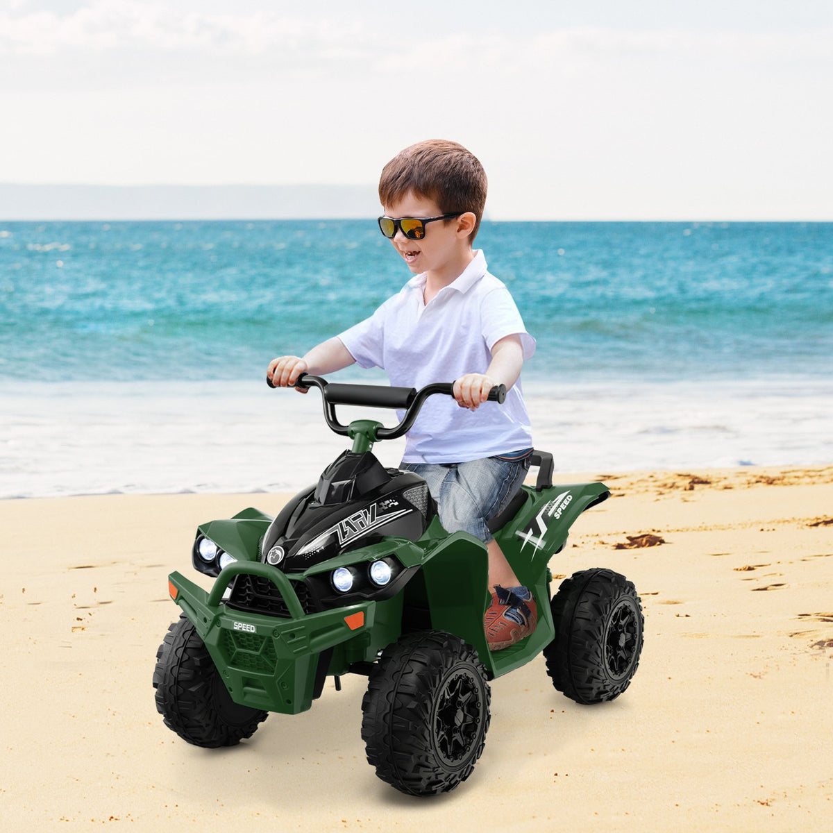 12V Kids Ride On ATV with High/Low Speed and Comfortable Seat-Army Green view 2